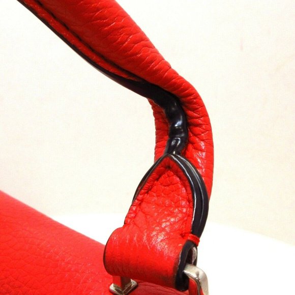 Auth CELINE Trapeze Small Red Leather Suede Womens Handbag - Picture 12 of 15